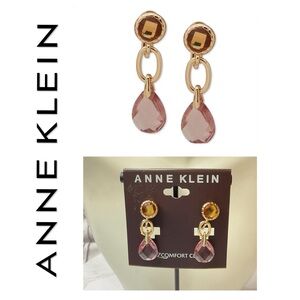 🐘🐘💓 Anne Klein Crystal Teardrop Clip On Earrings